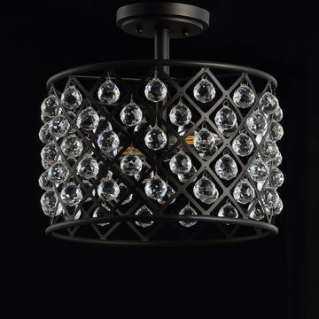 Gabrielle 14.5" Crystal/Metal LED Semi Flush Mount - JONATHAN Y